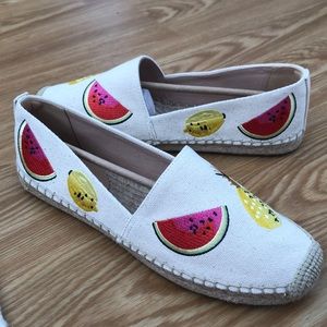 NIB J. Crew Espadrilles w/ Fruit Salad Embroidery